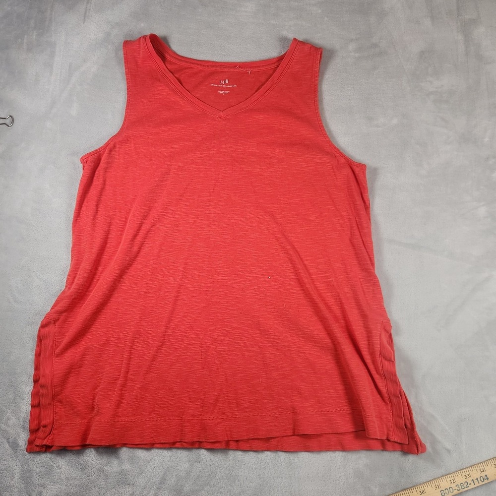 J.Jill Orange 100% Pima Cotton V-Neck Sleeveless Tunic Size L Minimalist Casual